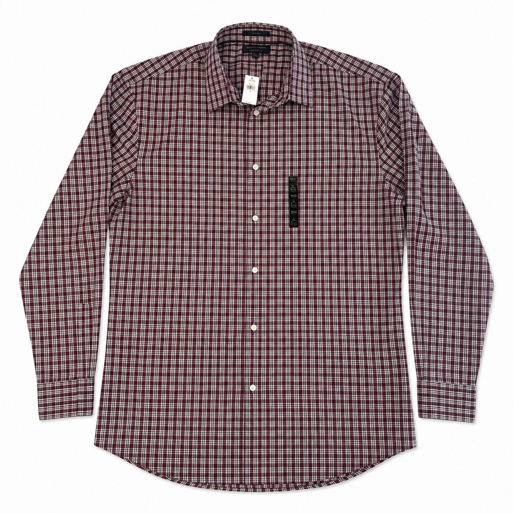 Banana Republic Men’s XL Slim Fit Wrinkle Resistant Burgundy Plaid Shirt NWT